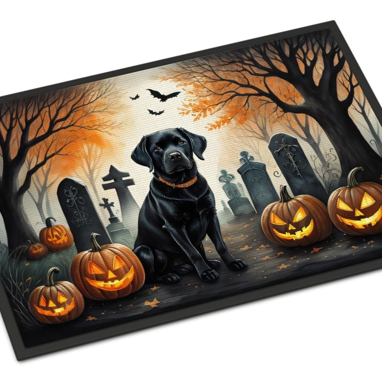 Edge Collections - 24" x 36" - Multicolor - Labrador Retriever Spooky Halloween Doormat Indoor Outdoor Rug - 1 Piece